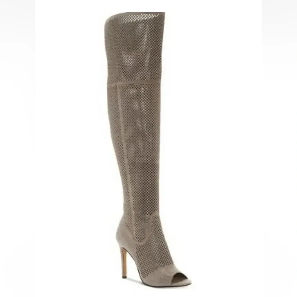 VINCE CAMUTO Kamorina Rhinestone‎ Suede Over the Knee Peep Toe Boot Size 6M/36